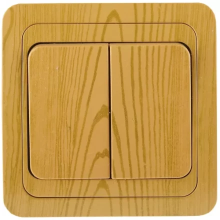 Выключатель СВЕТОЗАР "ГАММА" двухклавишный, цвет ольха, 10A/~250B SV-54134-A купить в Когалыме