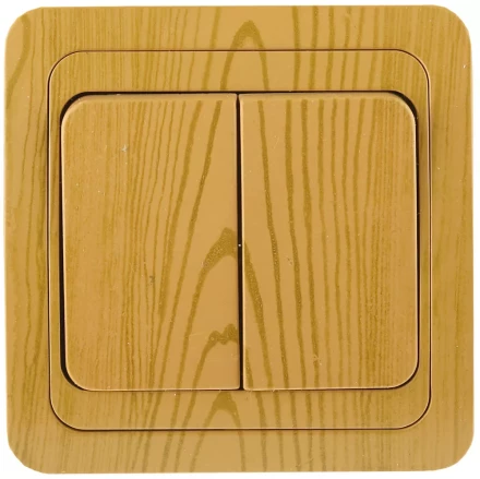 Выключатель СВЕТОЗАР "ГАММА" двухклавишный, цвет ольха, 10A/~250B SV-54134-A купить в Когалыме