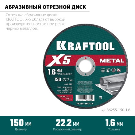 Круги отрезные абразивные, по металлу 36255-150-1.6 купить в Когалыме
