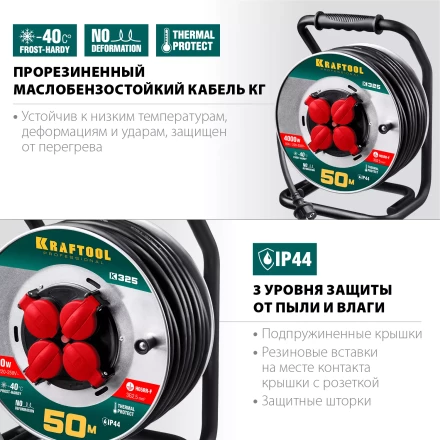 Силовые удлинители на стальной катушке  HEAVY DUTY 4.0, кабель КГ 3х2,5 кв мм 55086-50 купить в Когалыме