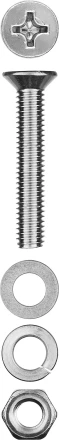 Винт (DIN965) в комплекте с гайкой (DIN934), шайбой (DIN125), шайбой пруж. (DIN127), M4 x 40 мм, 15 шт, ЗУБР 303456-04-040 купить в Когалыме