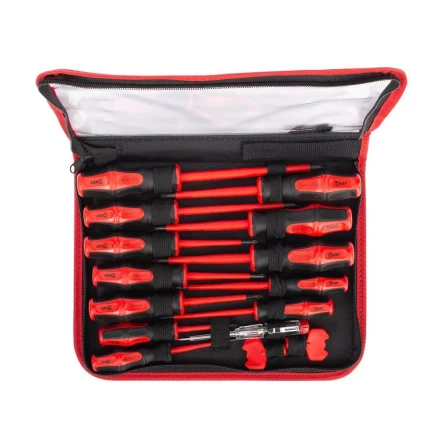 Набор диэлектрических отверток КВТ VDE НИО-15, профиль SL, PH, PZ, PZ/FL и ключи для электрошкафов, 15 предметов (103015) купить в Когалыме