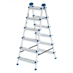 Стремянка двухсторонняя 6 ступеней сталь профиль стальные ступени Сибртех 97986