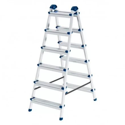 Стремянка двухсторонняя 6 ступеней сталь профиль стальные ступени Сибртех 97986 купить в Когалыме