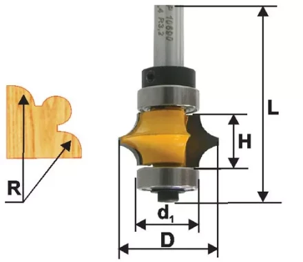 Фреза кромочная фигурная Ф223Х95 мм R32 мм хвостовик 8 мм 46426 купить в Когалыме