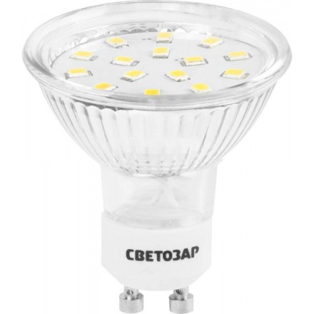 Лампы СВЕТОЗАР светодиодные &quot;LED technology&quot;, цоколь GU10, теплый белый свет (3000К), 220В, 3Вт (25) 44560-25_z01 купить в Когалыме
