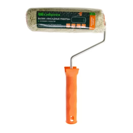 Валик "Фасадные работы", 180 мм, ворс 18 мм, D 36 мм, D ручки - 6 мм, полиакрил,полиэстер Сибртех 80217 купить в Когалыме