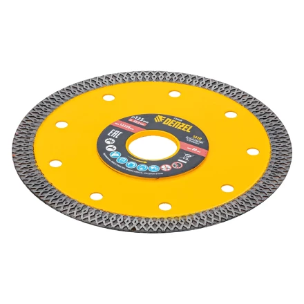 Диск алмазный отрезной Denzel 125 х 22,2мм, сплошной, супертонкий, горячий пресс, сухой/мокрый рез 73058 купить в Когалыме