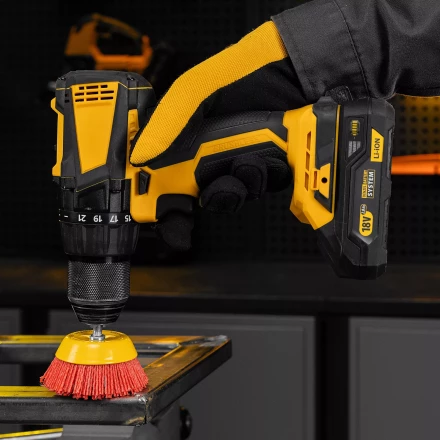 Щетка для дрели, 75 мм, Чашка, со шпилькой, нейлоновая щетина Denzel 74436 купить в Когалыме