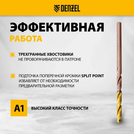 Набор сверл по металлу Denzel 723010, 1-13 мм, Р6М5К8-TiN, Golden Tip, 25 шт купить в Когалыме