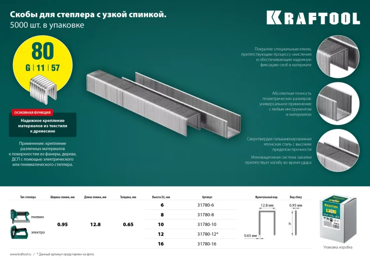Скобы тип 21GA (80 / Pr A / Senco AT) 5000 шт 31780-12 купить в Когалыме