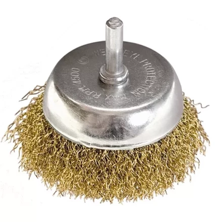 Щетка для дрели, 65 мм, "чашка" со шпилькой, латунированная витая проволока MATRIX 74477 купить в Когалыме