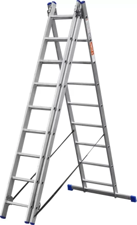 Лестница ЗУБР универсальная, трехсекционная со стабилизатором, 9 ступеней 38831-09 купить в Когалыме