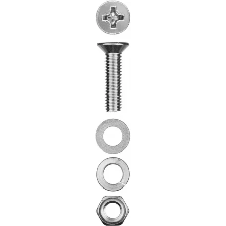 Винт (DIN965) в комплекте с гайкой (DIN934), шайбой (DIN125), шайбой пруж. (DIN127), M4 x 30 мм, 18 шт, ЗУБР 303456-04-030 купить в Когалыме