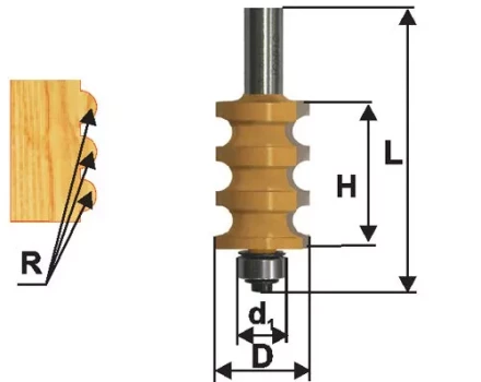 Фреза кромочная фигурная Ф223Х254 мм R32 мм хвостовик 12 мм 46427 купить в Когалыме
