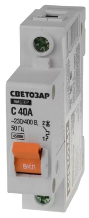 Выключатель СВЕТОЗАР автоматический, 1-полюсный, "С" (тип расцепления), 40 A, 230 / 400 В 49060-40-C купить в Когалыме