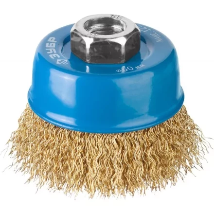 ЗУБР "ПРОФЕССИОНАЛ". Щетка чашечная для УШМ, витая латунированная стальная проволока 0,3мм, 60ммхМ14 3526-060_z02 купить в Когалыме