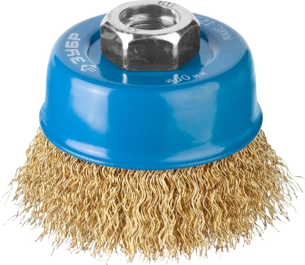 ЗУБР "ПРОФЕССИОНАЛ". Щетка чашечная для УШМ, витая латунированная стальная проволока 0,3мм, 60ммхМ14 3526-060_z02 купить в Когалыме