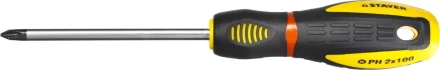 Отвертка STAYER "PROFI" "PROTech", двухкомп рукоятка, намагниченная, Cr-Mo, PH2x100мм 25132-2-10_z02 купить в Когалыме