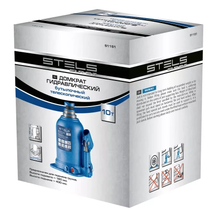 Домкрат гидравлический бутылочный телескопический Stels 51151, 10 т, подъем 180-430 мм купить в Когалыме