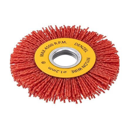 Щетка для УШМ, 100 мм, плоская, нейлоновая щетина, посадка 22,2 мм Denzel 74437 купить в Когалыме