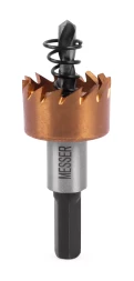 HSS-TiN коронка MESSER  20мм с центр. сверлом и толкающей пружиной для  лист. материала  до 2 мм ц/х