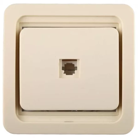 Розетка СВЕТОЗАР "ГАММА" телефонная одинарная, цвет бежевый SV-54117-B купить в Когалыме