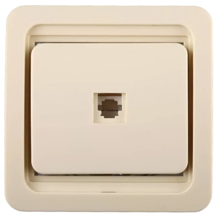 Розетка СВЕТОЗАР "ГАММА" телефонная одинарная, цвет бежевый SV-54117-B купить в Когалыме