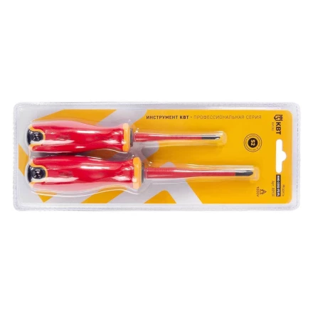 Набор диэлектрических отверток КВТ SLIM VDE НИО-2202 PZ-FL сталь S2, профиль PZ/FL, 2 шт. (88930) купить в Когалыме
