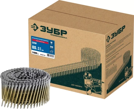 ЗУБР CNW 80 х 3.1 мм, барабанные гвозди рифленые оцинкованные, 3600 шт (305383-80) купить в Когалыме